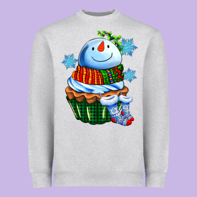 Snowman Cupcake Heavyweight Sweatshirt Designed By Adodesignshop