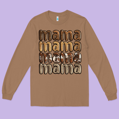 Faux Sequins Mama Long Sleeve Tee Designed By Jahusdesignshop