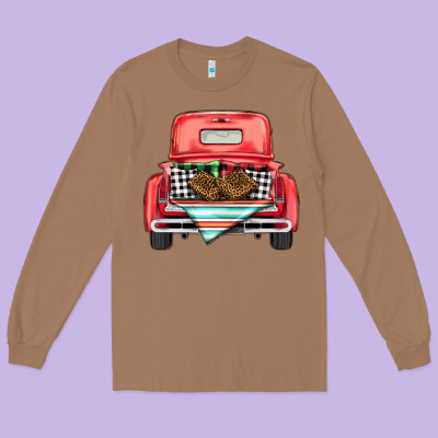 Christmas Truck Long Sleeve Tee Designed By Barkaloodesign