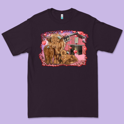 Valentine's Day Mama Cow And Baby Cows Premium Tee Designed By Ranaportraitstore