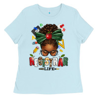 Baby Blue registrar life afro messy bun Ladies Tee - texasbilliewilder