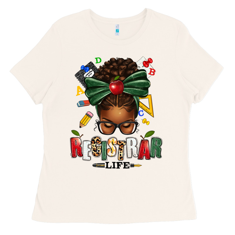 Registrar Life Afro Messy Bun Ladies Tee by texasbilliewilder | Teevron