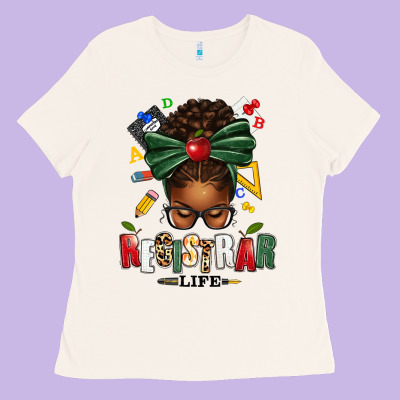 Registrar Life Afro Messy Bun Ladies Tee Designed By Texasbilliewilder
