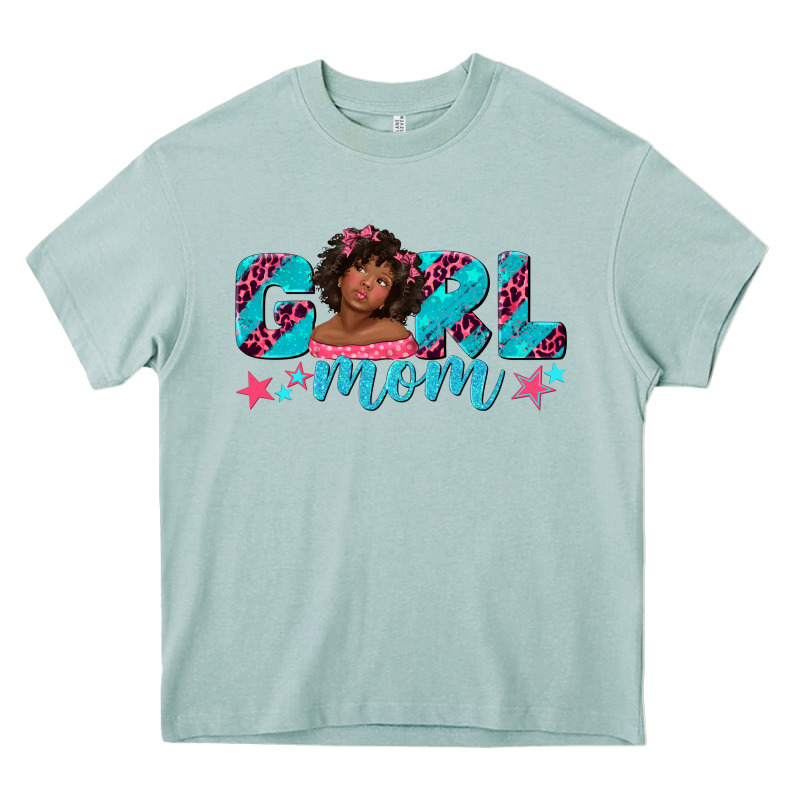 Girl Mom Afro Black Girl Heavy Core Tee by texasbilliewilder | Teevron
