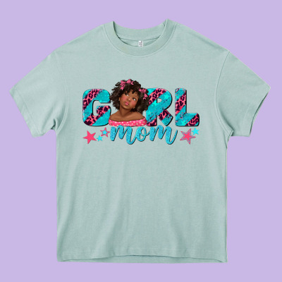 Girl Mom Afro Black Girl Heavy Core Tee Designed By Texasbilliewilder