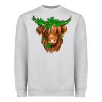 Heather Grey St. Patrick’s Day Long Hair Shaggy Cow Heavyweight Sweatshirt - Jasminsmagicworld