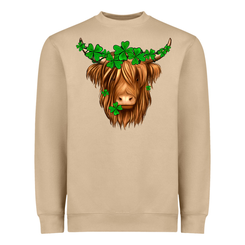 St. Patrick’s Day Long Hair Shaggy Cow Heavyweight Sweatshirt by Jasminsmagicworld | Teevron