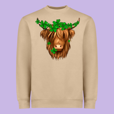 St. Patrick’s Day Long Hair Shaggy Cow Heavyweight Sweatshirt Designed By Jasminsmagicworld