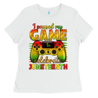 White I paused my game celebrate Juneteenth Ladies Tee - texasbilliewilder