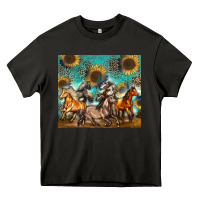 Asphalt western horses Heavy Core Tee - Zillion Design Studio