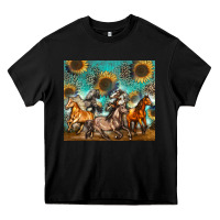 Black western horses Heavy Core Tee - Zillion Design Studio