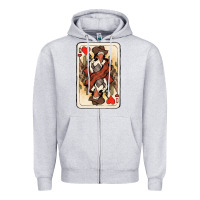 Heather Grey queen of hearts cowgirl Zipper Hoodie - NancyCooperArtShop