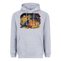 Heather Grey Fall Background With Crow Heavyweight Hoodie - LillyAllenDesigns