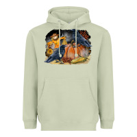 Matcha Fall Background With Crow Heavyweight Hoodie - LillyAllenDesigns