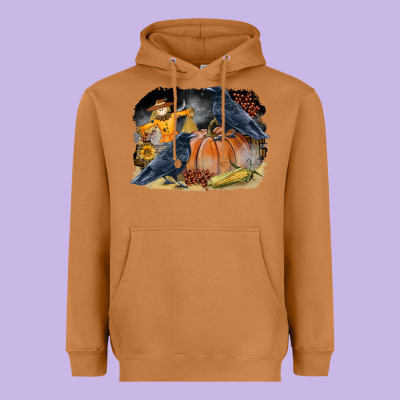Fall Background With Crow Heavyweight Hoodie Designed By Lillyallendesigns