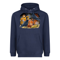 Navy Fall Background With Crow Heavyweight Hoodie - LillyAllenDesigns