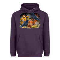 Plum Fall Background With Crow Heavyweight Hoodie - LillyAllenDesigns