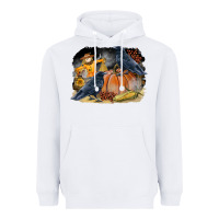 White Fall Background With Crow Heavyweight Hoodie - LillyAllenDesigns