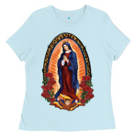 Baby Blue Our Lady Of Guadalupe Ladies Tee - RanaPortraitStore