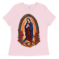 Bubblegum Pink Our Lady Of Guadalupe Ladies Tee - RanaPortraitStore