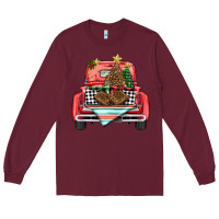 Burgundy Christmas truck Long Sleeve Tee - BarkalooDesign