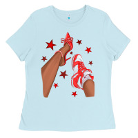 Bright Red Afro Girl Sneakers And Heels Ladies Tee | Teevron
