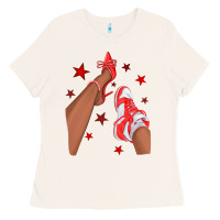 Bone Bright Red Afro Girl Sneakers and Heels Ladies Tee - texasbilliewilder