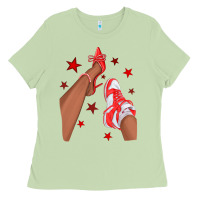 Matcha Bright Red Afro Girl Sneakers and Heels Ladies Tee - texasbilliewilder