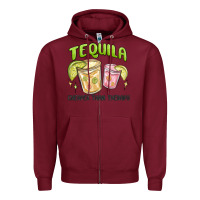 Burgundy tequila cheaper than therapy Zipper Hoodie - MaliasSmallBusiness