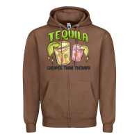 Chestnut tequila cheaper than therapy Zipper Hoodie - MaliasSmallBusiness