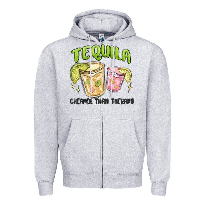 Tequila Cheaper Than Therapy Zipper Hoodie by MaliasSmallBusiness | Teevron
