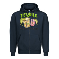Navy tequila cheaper than therapy Zipper Hoodie - MaliasSmallBusiness