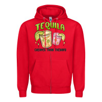 Red tequila cheaper than therapy Zipper Hoodie - MaliasSmallBusiness