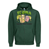 Sports Green tequila cheaper than therapy Zipper Hoodie - MaliasSmallBusiness