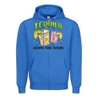 True Royal tequila cheaper than therapy Zipper Hoodie - MaliasSmallBusiness