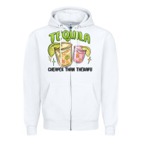 White tequila cheaper than therapy Zipper Hoodie - MaliasSmallBusiness