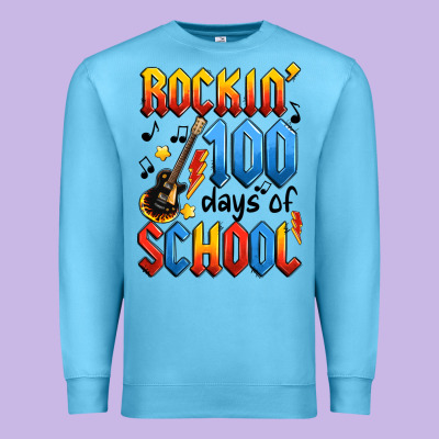 Rockin' 100 Days Of School Premium Sweatshirt Designed By Artiststas