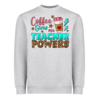 Heather Grey coffee gives me teacher powers Heavyweight Sweatshirt - BundleAndBundleShop