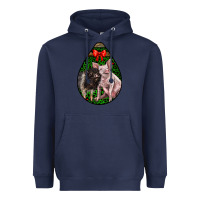 Navy christmas pig Heavyweight Hoodie - LillyAllenDesigns
