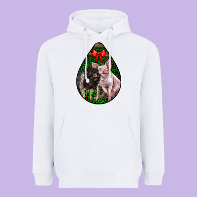 Christmas Pig Heavyweight Hoodie Designed By Lillyallendesigns