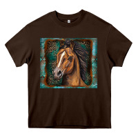 Chocolate Brown western horse Heavy Core Tee - Zillion Design Studio