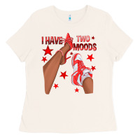 Bone Bright Red I Have Two Moods Afro Girl Sneakers Ladies Tee - texasbilliewilder