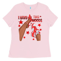 Bubblegum Pink Bright Red I Have Two Moods Afro Girl Sneakers Ladies Tee - texasbilliewilder