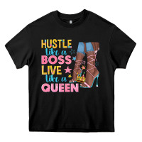 Black hustle like a boss live like a queen Heavy Core Tee - texasbilliewilder