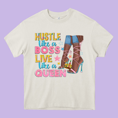 Hustle Like A Boss Live Like A Queen Heavy Core Tee Designed By Texasbilliewilder