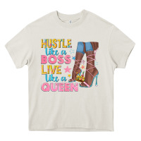 Cream hustle like a boss live like a queen Heavy Core Tee - texasbilliewilder