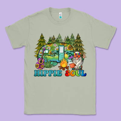 Hippie Soul Camping Classic Tee Designed By Barkaloodesign