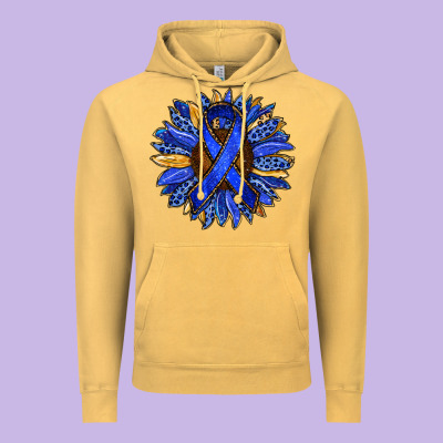 Colon Cancer Awareness Sunflower Vintage Hoodie Designed By Ranaportraitstore