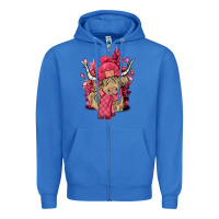 True Royal pink winter long haired cow Zipper Hoodie - NancyCooperArtShop