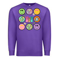 Purple easter day smiley faces Premium Sweatshirt - Artiststas